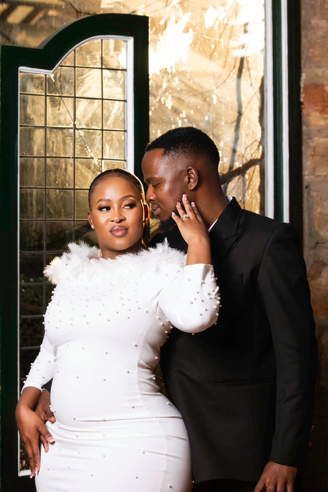 Elegant couple portrait in white and black